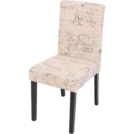 Littau silla de comedor, silla de cocina, tela/textil, letras crema, patas oscuras