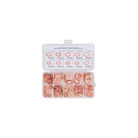 200Pcs Rondelles en Cuivre Assortiment Kit, 9 Tailles, M5 à M14, Assortiment de Joint Rondelle Plate en Laiton, pour Bagues d'Étanchéité et Joint de Bouchon de Vidange