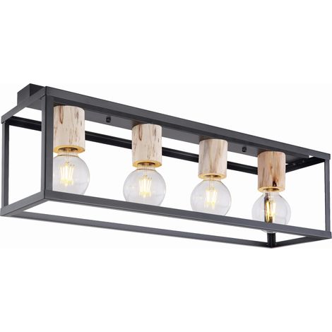 Plafonnier Candellux Retro noir/bois 4xE27 68,5cm IP20
