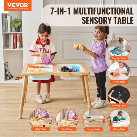 Table d'Activités pour Enfants, Table d'Exploration Sensorielle avec 3 Bacs de Rangement et 1 Porte-papier, Table d’Eau et de Sable… (1/5)