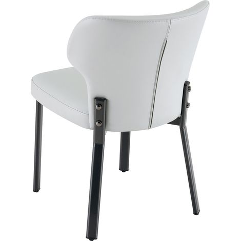 Set di 2 sedie da pranzo imbottite in similpelle PU grigie con metallo nero MODENUIT (1/5)