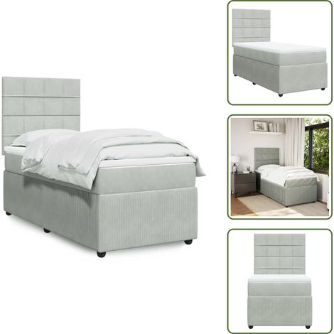 Boxspringbett mit Matratze Hellgrau 90x200 cm Samt - Boxspringbett - Boxspringbetten - Bett - Betten (1/5)