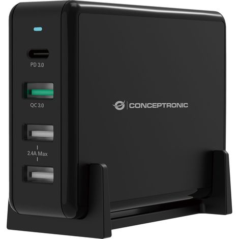 Chargeur de bureau Conceptronic OZUL, 4 ports, 65W, USB-PD (1/5)