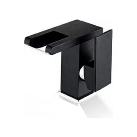 Robinet Lavabo - Mitigeur Cascade Noir - Eau Chaude Froide - Cartouche Céramique 500 000 Cycles - Compatible Évier Standard - 1 Pièce