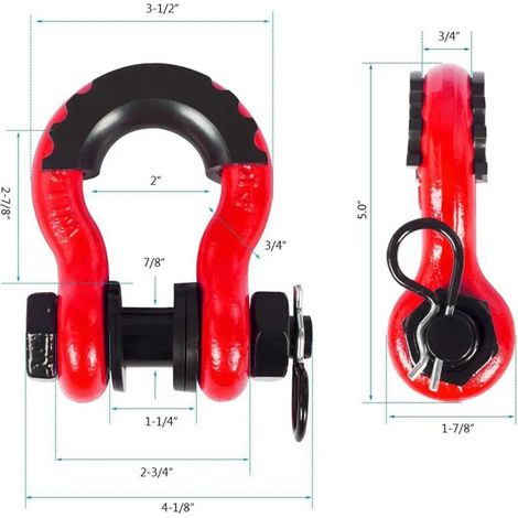 Supply of American-style forged 3/4 U-type hooks for off-road vehicles and trailers, shackle nuts, and cotter pins for reinforcement. (1/4)