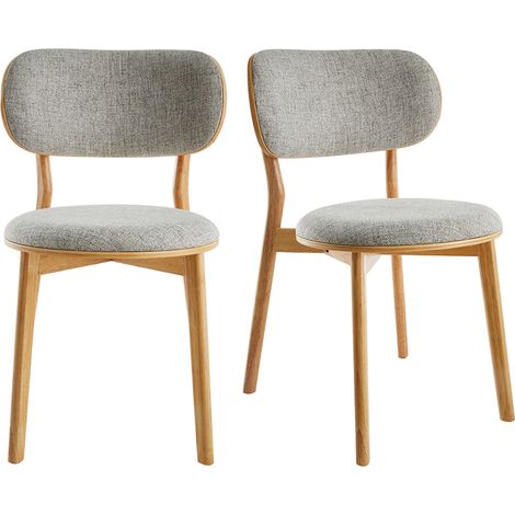 Sedie scandinave in legno chiaro e tessuto grigio (set di 2) FAUVETTE (1/4)