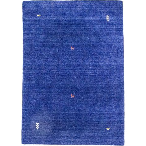 Tapis Gabbeh tissé Tapis Agra - Tapis en laine - 200x150cm, Rectangular - 100% Laine vierge - Tissé main - Bleu foncé (1/4)