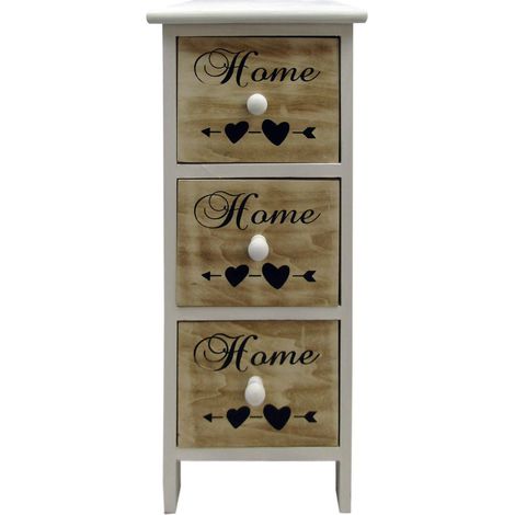 Rebecca Mobili Mesilla 3 Cajones Madera Blanca Nórdica Dormitorio Baño 59x26x30 (1/5)