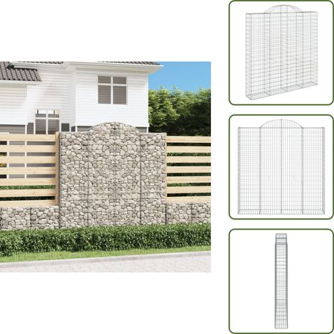 Barrera de jardín - vidaXL Cesta gaviones forma arco hierro galvanizado 200x30x200/220 cm - Muro de piedra