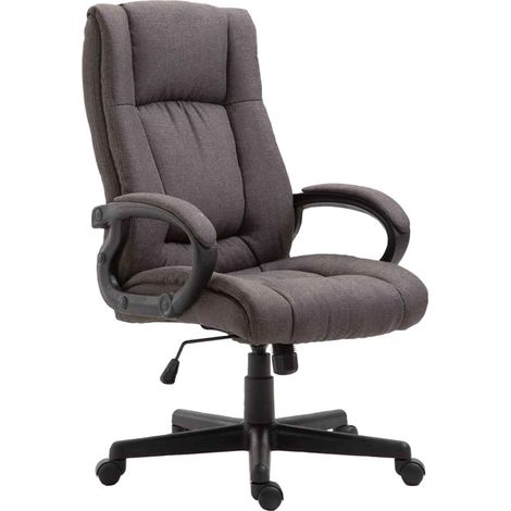 Sedia da ufficio con rotelle e braccioli regolabili in altezza rivestimento in tessuto grigio scuro struttura in plastica 100006935