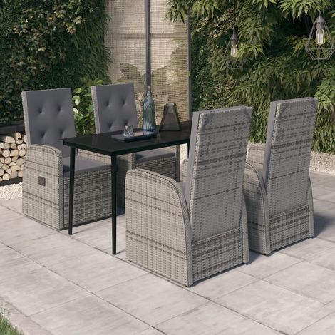 Juego de comedor de jardín 5 piezas con cojines gris vidaXL (1/5)