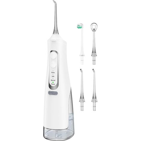 Portable Water Flosser, Rechargeable Cordless Dental Jet with 4 Modes 310ml Capacity IPX7 Waterproof 60 Days Battery Life for Home and Travel (White)