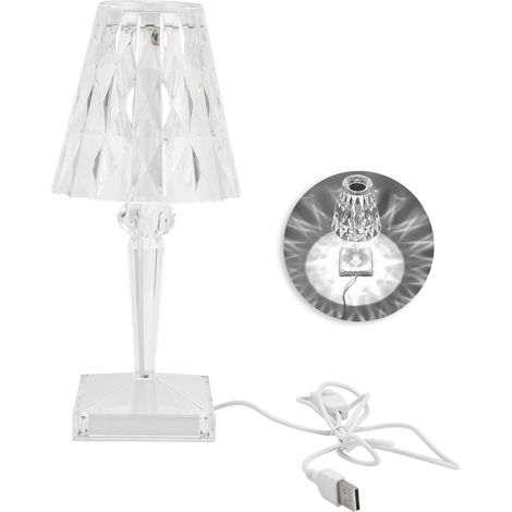 Lampe Cristal Forte Luminosité Abat-Jour Transparent USB Basse Consommation Lampe de Table Décorative pour Salon Restaurant Lumière Blanche (1/5)