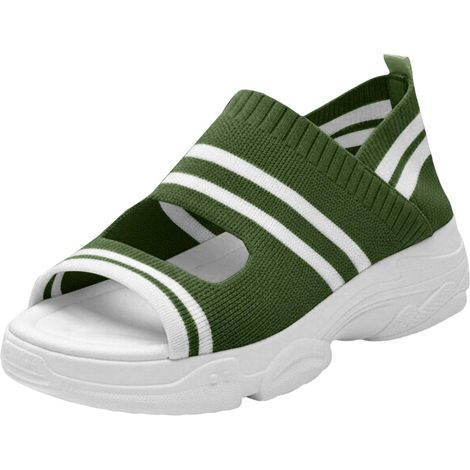 Sandalias de verano de mujer con puntera abierta - Estilo romano - Con suela gruesa - Estilo casual y cómodo - Para la playa, Verde, EU 40 (1/5)