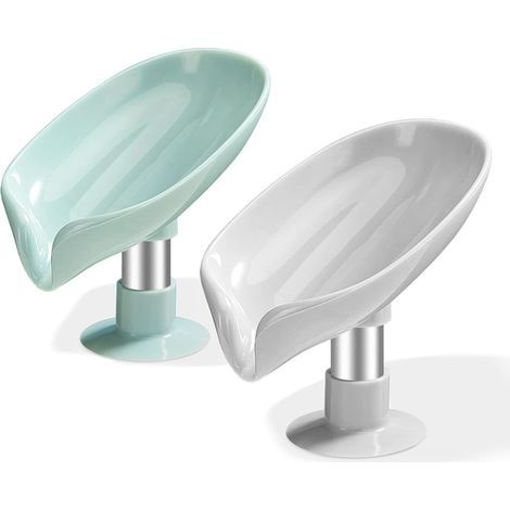 Porte Savon Ventouse Lot de 2, Support Savon Douche, Porte Eponge Evier Cuisine, Porte-Savons avec Drain, Porte Savon Cuisine Nettoyage Facile SéChage Rapide sans Percage (1/5)