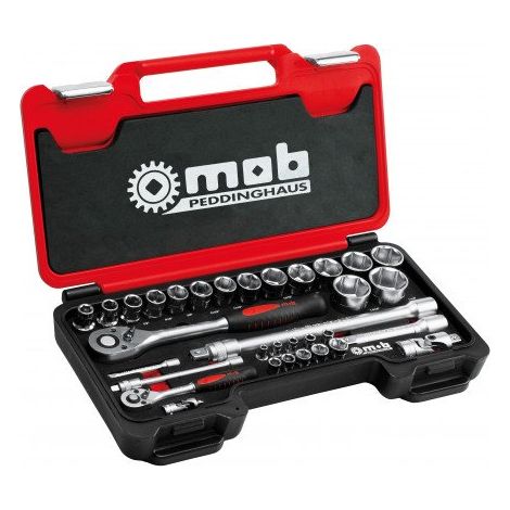 Mob Outillage – Box medium mousse mixte 1/4 et 1/2 pouce – 33 pièces avec douilles et rallonges – Pour travaux de bricolage intensifs (1/5)