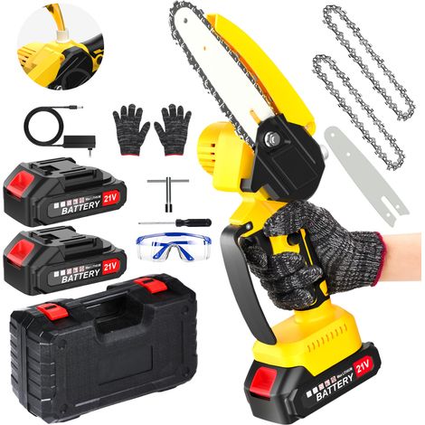 INNOPOWER Mini Kettensäge mit Akku 6 Zoll Akku kettensäge Astsäge Akku mit Automatischer Öler, 2 Ketten, Handkettensäge mit 22000 Akkus und Ladegerät für Garten und Hof