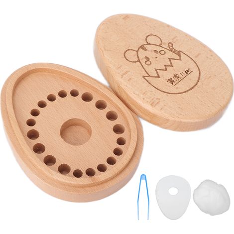Boîte de Rangement pour Dents de Lait en Bois - Écrin Souvenir Bébé avec Gravure Tigre - Cadeau de Naissance Unique (1/5)