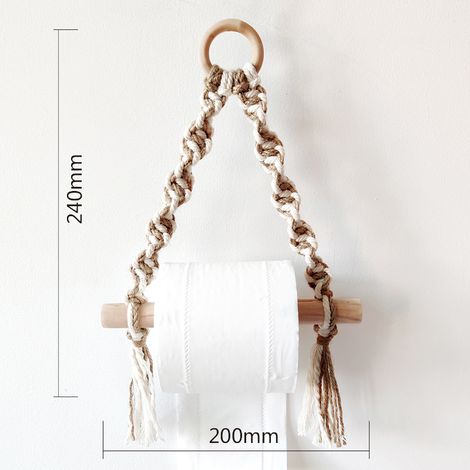 Porte-Papier hygiénique, Porte-Rouleau de Papier Toilette en macramé tissé pour Salle de Bain de Toilette, Ports Suspendus de Salle de Bain à la Main (Jute B)