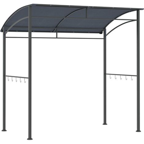 Carpa Para Barbacoa, Cubierta Para La Lluvia, Resistente A Los Rayos Uv, Impermeable, Con Ganchos, Estructura De Acero, Poliéster, Gris, 215 X 150 X 174/220 Cm