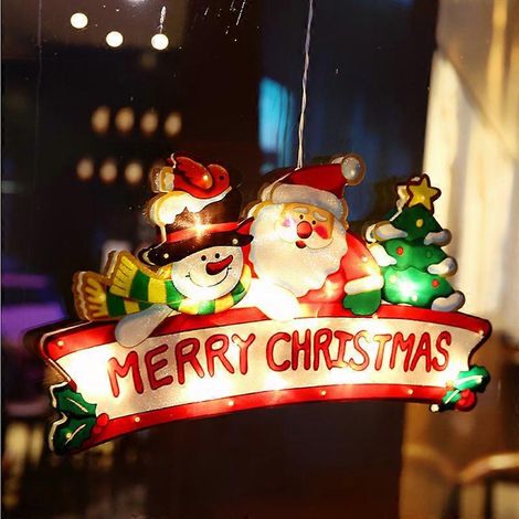 MIMIGO Weihnachtsdekoration, beleuchtete Fensterdekoration mit LED-Lichtern und Saugnapfhaken, 3 x AAA-Batterien, ideal für Weihnachtsfeiern und Ausstellungen (1/2)
