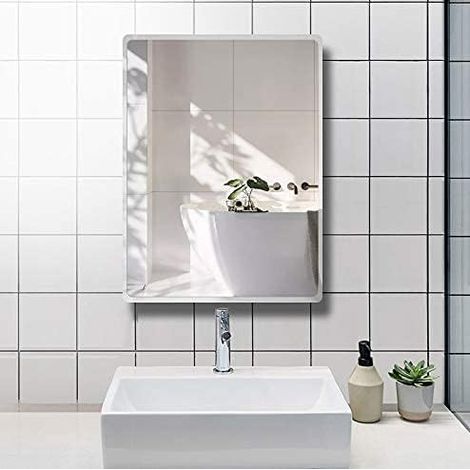 Rectangular Frameless Bathroom Mirror - Acrylic Glass Look - For Your Bathroom Or Other Rooms In Your Home (35 x 45 cm) (1/4)