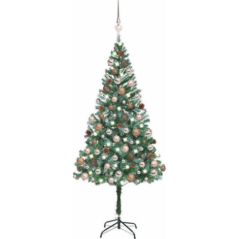 Sapin de Noël artificiel pré-illuminé/décoration en pomme de pin 180 cm (1/5)