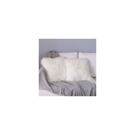 Kissenbezug, Kissenbezug aus Schaffellleder, Deluxe-Kunstfell-Dekorationskissenbezug für Sofa, Schlafzimmer, Bett, superweicher Plüsch-Mongolen-Kissenbezug (2 Stück, Weiß, 40 x 40 cm) - Crezuo