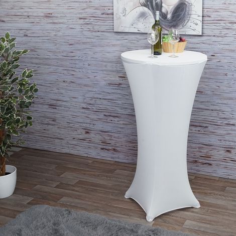 Housse de table de bar HWC-J30, housse de table, stretch Ø 60cm blanc (1/5)