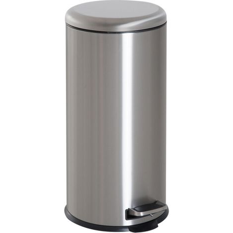Poubelle 30L, poubelle à pédale avec couvercle et seau intérieur, idéale pour le tri des déchets dans le salon ou le bureau. Forme ronde. (1/5)