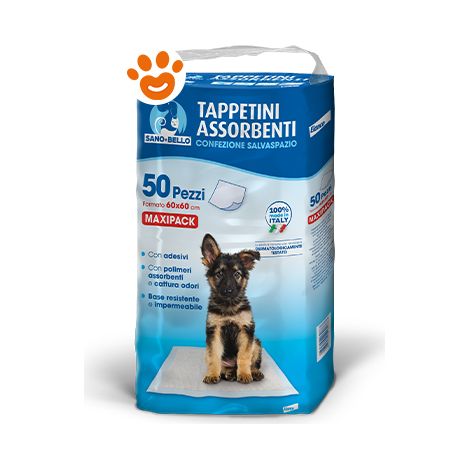 Elanco Dog Sano e Bello Tappetini Assorbenti (60x60cm)  - Elanco Dog Sano e Bello Tappetini Assorbenti (60x60cm) - Confezione Da 50 Tappetini