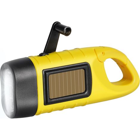 Solarbetriebene Kurbeltaschenlampe, Notfalltaschenlampe, LED-Taschenlampe (gelb) (1/5)