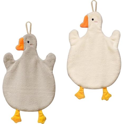 Lot de 2 essuie-Mains à Suspendre avec Boucle de Suspension absorbante en Polaire Corail pour Salle de Bain - Torchon Doux et épais (1/5)