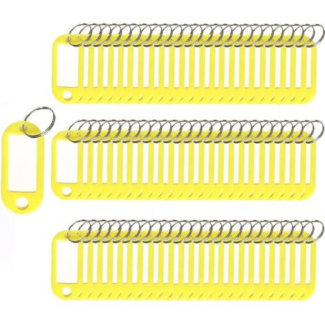 Lot de 100 étiquettes porte-clés en plastique avec anneau fendu (1/5)