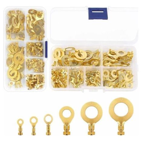 300 Pcs Kit de Bornes Cosses Electrique Bornes à Anneaux en Cuivre Cosse à Sertir Connecteur à Anneaux M3 M4 M5 M6 M8 M9 M10 Connecteur à Sertir de Câble Assortiment pour Moto Voiture Modélis,de DEBUN