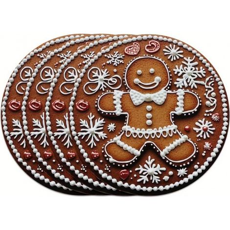 Sets de table de Noël ronds, décorés de bonhommes de neige, impression vinyle non imperméable - 37 x 37 cm (lot de 6) - 18