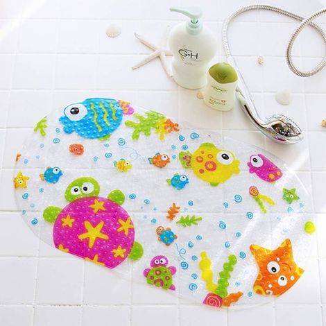 Tapis de bain, tapis de bain antidérapant et tapis de douche anti-moisissure avec ventouse forte, adapté aux bébés et aux enfants (1/4)