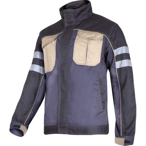 Felpa grigio-nero-beige con strisce riflettenti, "S", CE, lahti (1/2)