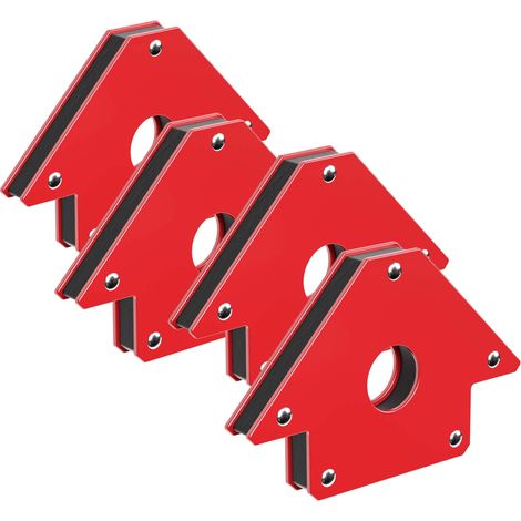 Wiltec 4x Schweißmagnet 20 kg Haftkraft, 150 x 102 x 16 mm Schweißwinkel mit 45°, 90° und 135°, Schweißzubehör Magnetwinkel hält Werkstücke zusammen