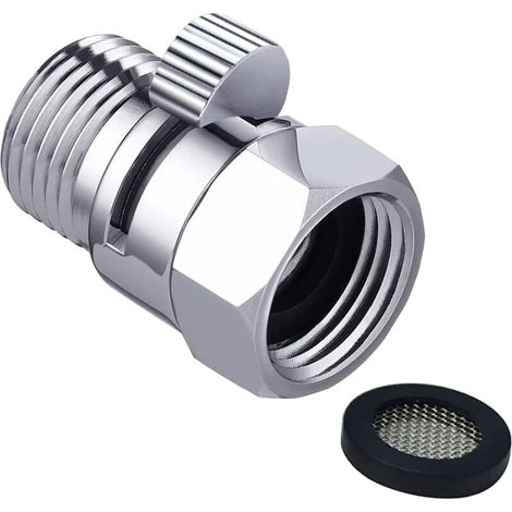 économiseurs D'eau Robinet Vanne D'arrêt en Laiton G1/2" Limiteur de Débit de Douche Chromé Avec Du Caoutchouc Esquissé pour Robinet de Douche à Main Avec Douchette de Salle de Bain (1/5)
