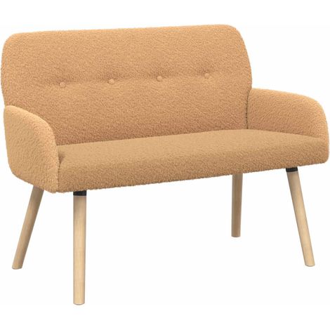 2 Seater Sofa with Solid Wood Legs Beige Bouclé vidaXL (1/5)