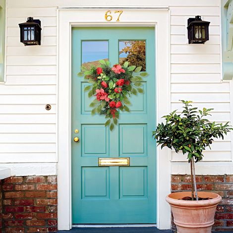 Hortensia à bourgeons de thé rouges, arbre à l'envers, plante verte en PVC à suspendre à la porte, décoration intérieure (1/5)