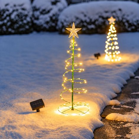 Sapin de Noël Solaire Lumineux Extérieur LED Décoration Jardin 20x50cm Acier Inoxydable IP65 250 g Lumière Chaude – Livraison gratuite (1/5)