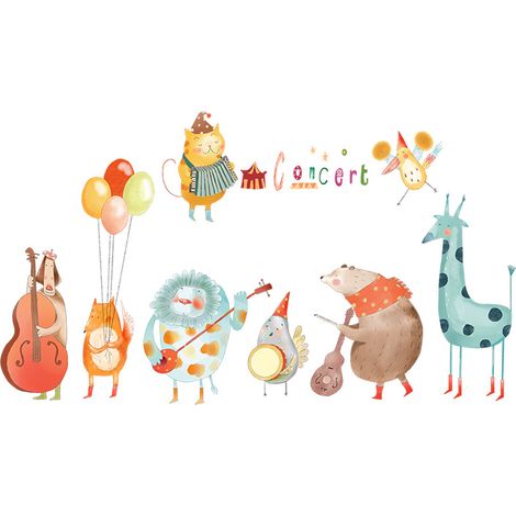 BEBUSINGOTO pegatina de pared con diseño de animales de concierto para habitación de bebé, decoración para dormitorio infantil, guardería infantil. (1/5)