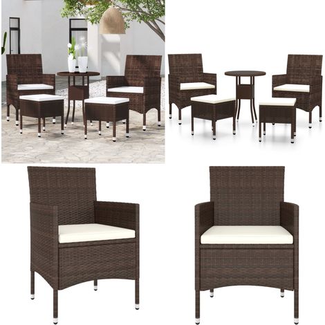 Salon de jardin 5 pcs Résine tressée Marron - Ensemble Salon De Jardin - Mobilier De Jardin - Salon Extérieur - Résine Tressée - Table Basse - Home & Living (1/5)