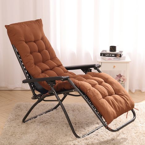 Sun Lounger Cushion Pad Garden In/Outdoor Recliner Chair Seat Pads,Coffee (1/5)