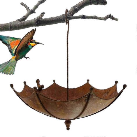 Mangeoire suspendue pour oiseaux de jardin, abreuvoir en métal en forme de parapluie pour oiseaux sauvages (1/4)