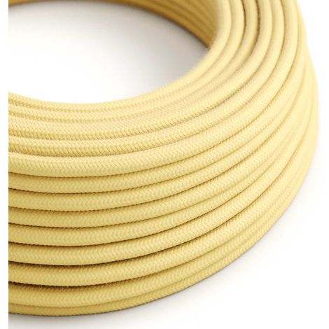 Creative-Cables Cavo elettrico rivestito in tessuto, 2 x 0,75 mm², 50 m, Giallo Pastello RC10, Rotondo, Cotone