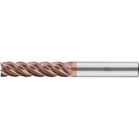 PFERD TOOLS Fraise VHM Ø10 mm, 5 dents, avec diviseur de copeaux, 4xDC, rayon 0,5 mm, revêtement AlTiN / TiSiXN, tige HB, Performance inoxydable (1/4)