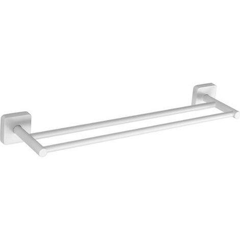 Portasciugamani doppia barra 50cm in acciaio inox bianco opaco CLODE-B kamalu
